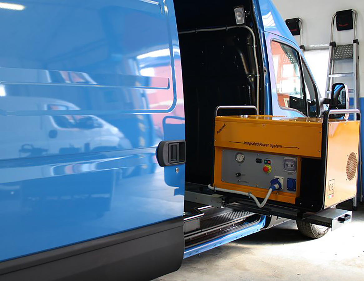 Máquina generadora compresora para furgoneta sobre plataforma extraíble Syncro México y Chile